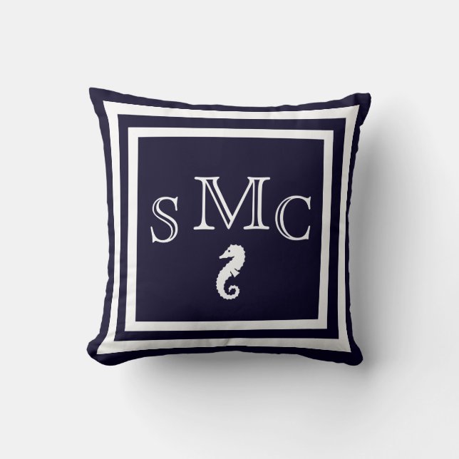 MONOGRAMME coussin bleu foncé (Recto)