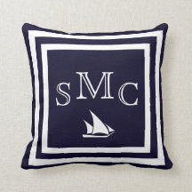 MONOGRAMME coussin bleu foncé