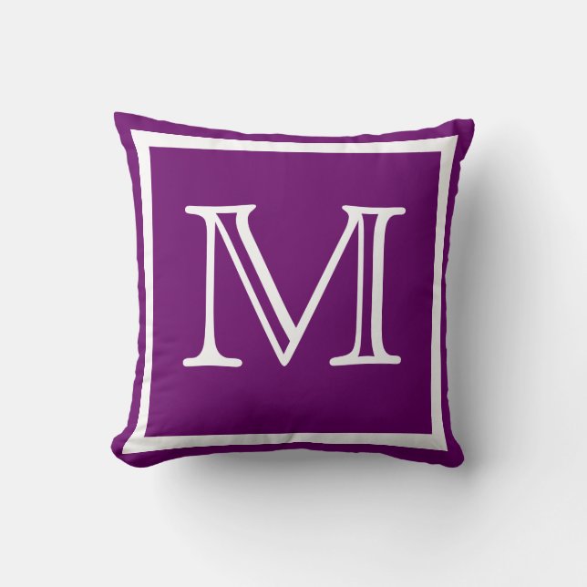 monogramme coussin uni vif violet (Recto)