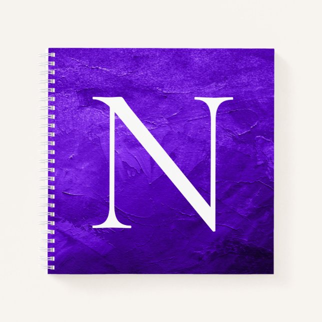 Monogramme Customisé initial Carnet blanc pourpre (Devant)