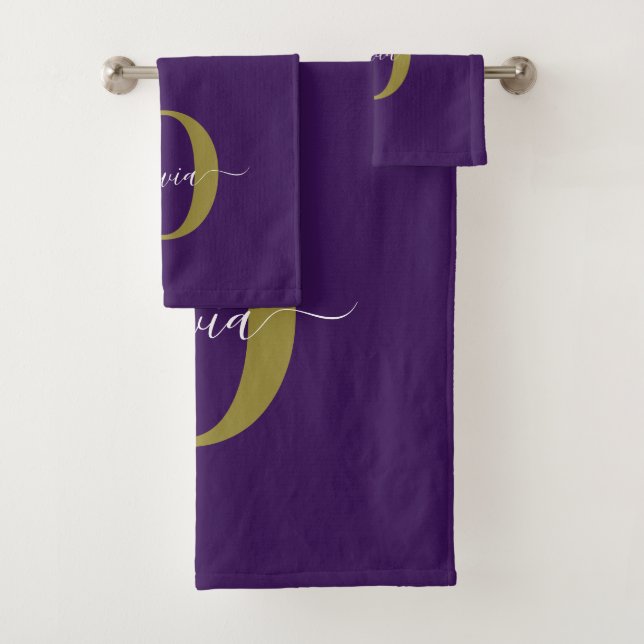 Monogramme customisé Nom du script Purple White Go (En situation)
