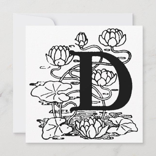 Monogramme D Modèle floral noir et blanc initial (Devant)