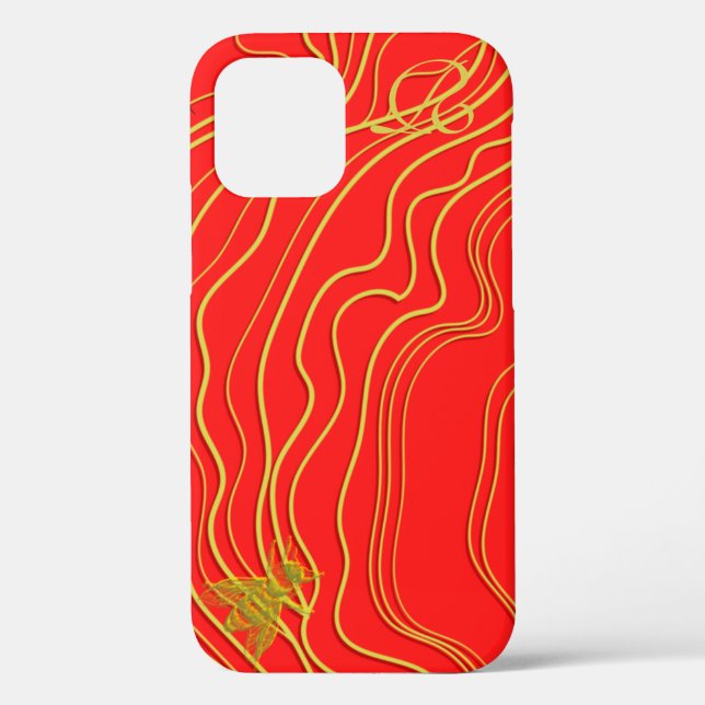 Monogramme d'abeille d'or moderne Coque-Mate coque (Verso)
