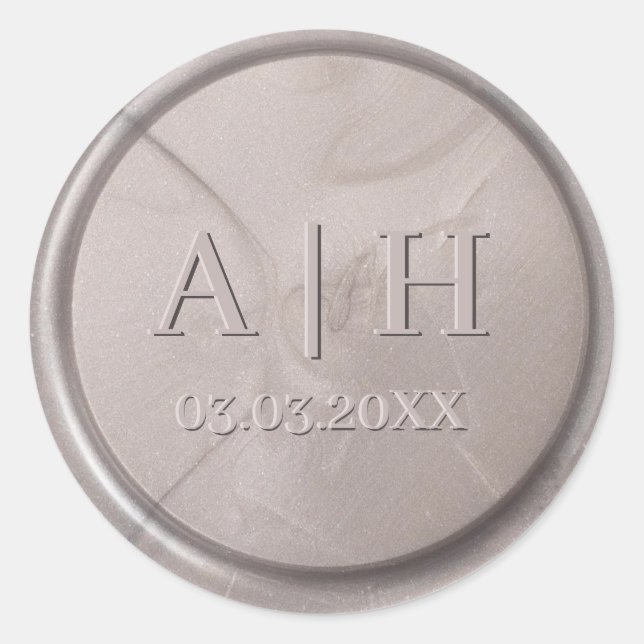 Monogramme Date Pearl Gris cire Sticker (Devant)