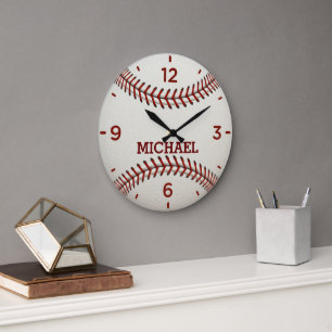 Monogramme de balle de baseball Acrylique Horloge 