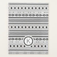 Monogramme de bande géométrique blanc noir aztèque