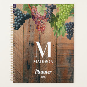 Monogramme de bois et de raisins rustiques