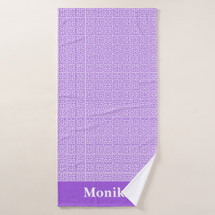 Monogramme de bordure de clé grecque violet classi