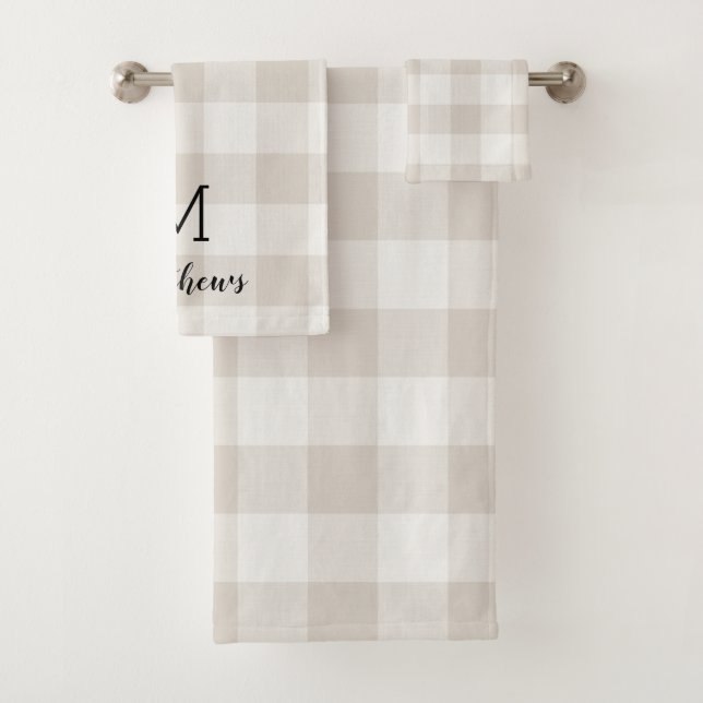 Monogramme de chèque de buffle beige | Ferme moder (En situation)