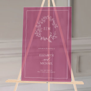 Monogramme de cime feuilletée de Bourgogne Mariage