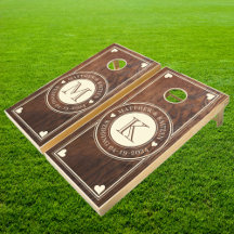 Monogramme de cœur de mariage rustique en noyer fo