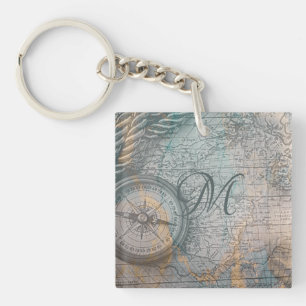 Monogramme de compas Carte vintage