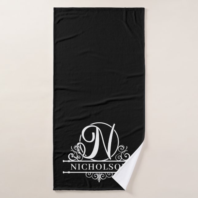 Monogramme de couleur N modifiable (Serviette de bain)