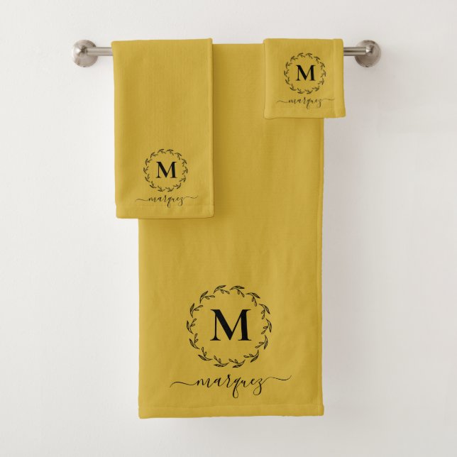 Monogramme de couronne botanique jaune moderne (En situation)