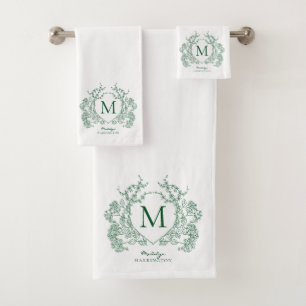 Monogramme de crête florale verte botanique classi