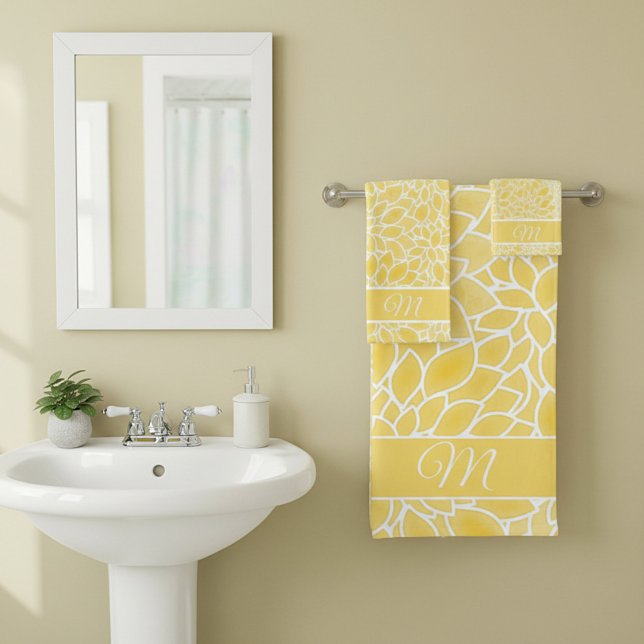 monogramme de dahlias jaune pastel (Créateur téléchargé)