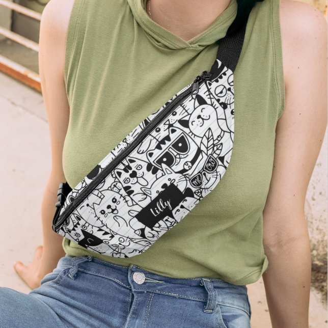 Monogramme de dessin de chat noir mignon (Créateur téléchargé)