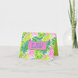 Monogramme de feuilles de palmier rose et vert Pré