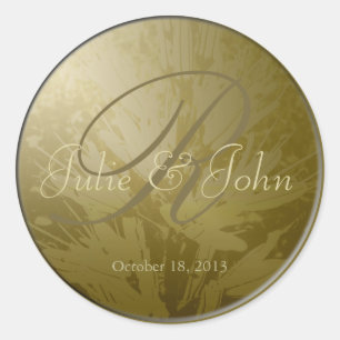 Monogramme de fleurs dorées mariages - Sticker 3