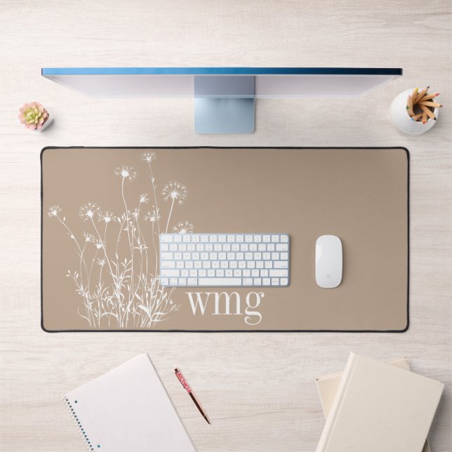 Monogramme de Fleurs sauvages blancs et de champig (Bureau 1)