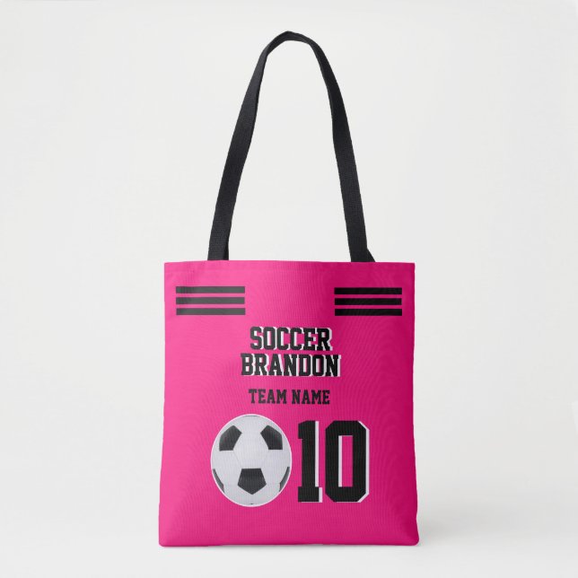 Monogramme de football de Fuchia sac fourre-tout (Devant)