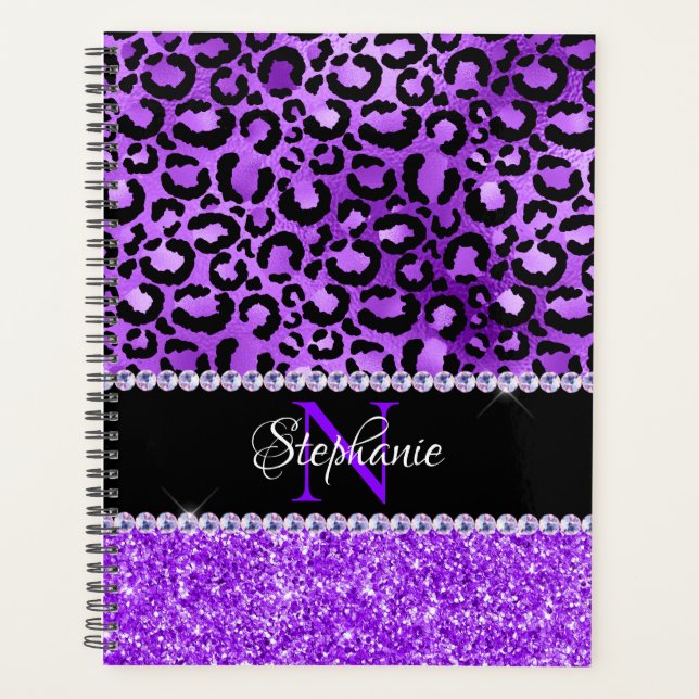 Monogramme de glam tacheté noir et violet (Devant)