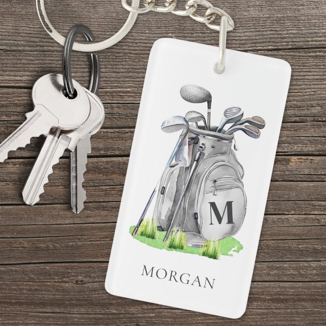 Monogramme de golfeur personnalisé (Personalized Golfer Monogram Keychain)