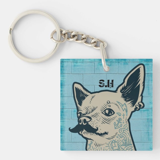 Monogramme de graffiti Mustache Chihuahua (Devant)