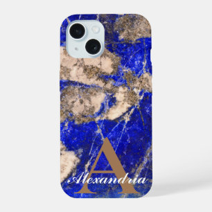 Monogramme de granit bleu lapis lazuli abstrait