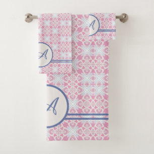Monogramme de grunge Élégant Motif rose et bleu