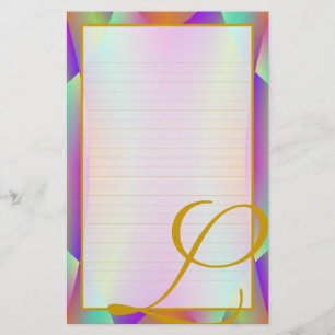 Monogramme de J "sur la papeterie rayée fine