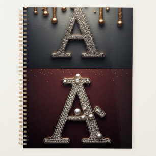 Monogramme de lettre A en or et argent