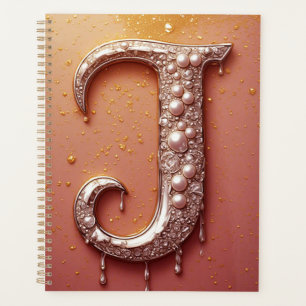 Monogramme de lettre J en diamant de luxe avec cou