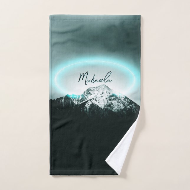 Monogramme de lumière de néon bleu mystérieux de m (Serviette à main)
