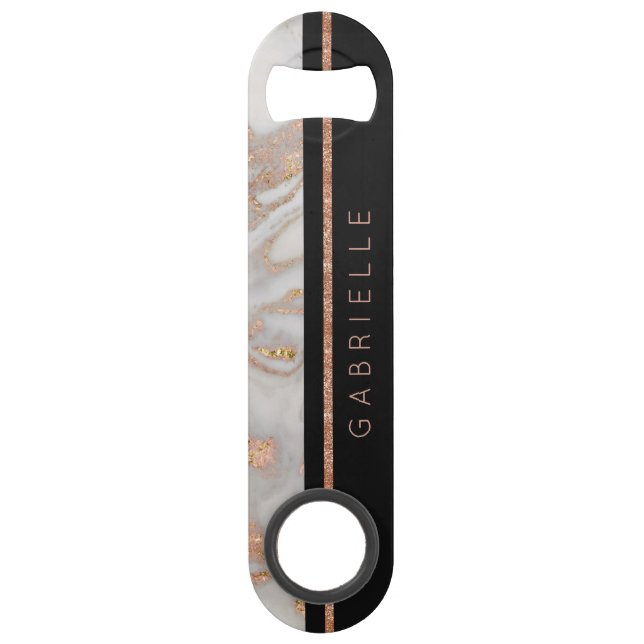 Monogramme de marbre doré Rose moderne Faux (Devant)