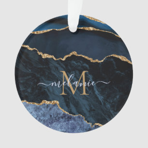 Monogramme de marbre en pierre de taille bleu mari