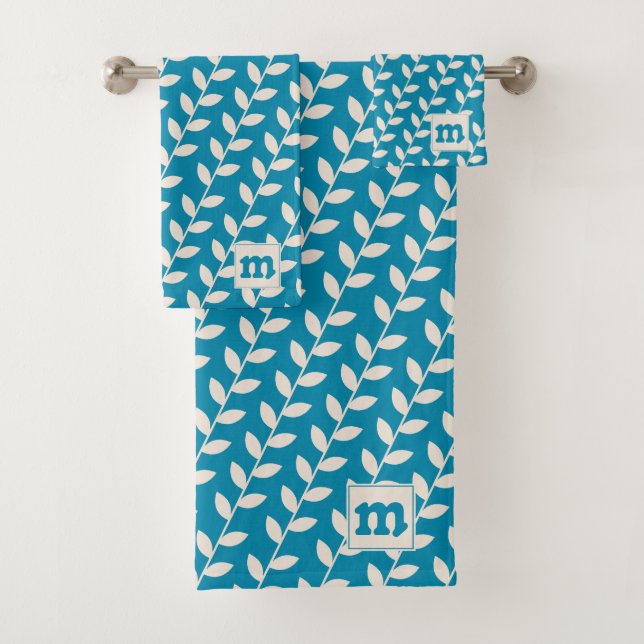 Monogramme de Motif à feuilles rétro les années 70 (En situation)