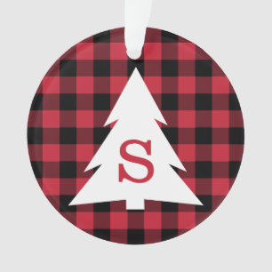 Monogramme de Noël planté de Buffalo noir rouge