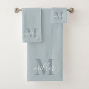 Monogramme de nom de famille personnalisé bleu mod