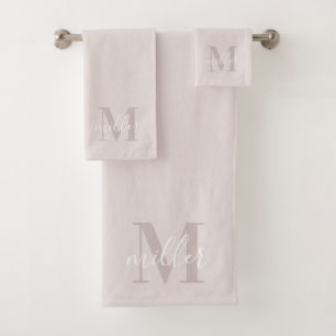 Monogramme de nom de famille personnalisé rose mod
