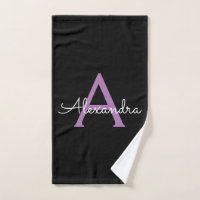 Monogramme de nom de script girly noir violet
