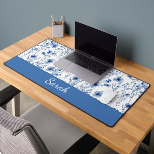 Monogramme de nom floral à fleurs sauvages bleu bl