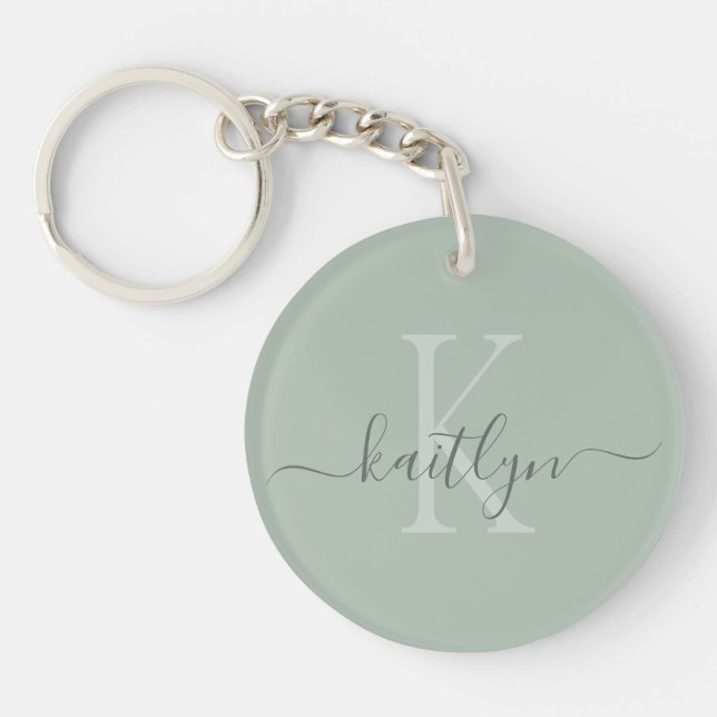 Monogramme de nom initial vert sauge (Devant)