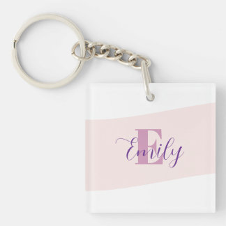 Monogramme de nom minimaliste rétro violet rose
