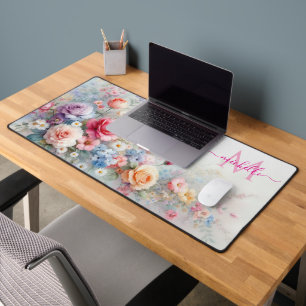 Monogramme de nom personnalisé floral aquarelle él