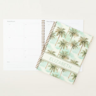 Monogramme de palmiers tropicaux Aqua et Cream