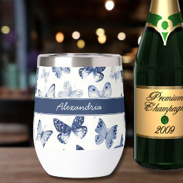 Monogramme de papillon bleu et blanc