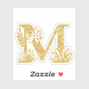 Monogramme de Parties scintillant d'or Sticker flo