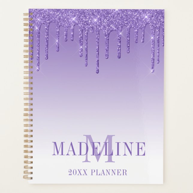 Monogramme de Parties scintillant violet moderne (Devant)
