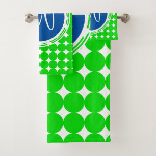Monogramme de point Polka bleu et vert